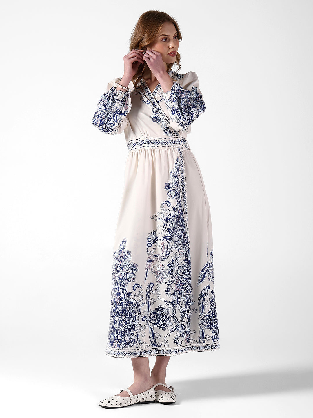 Women's Floral Off White Wrap Maxi Dress