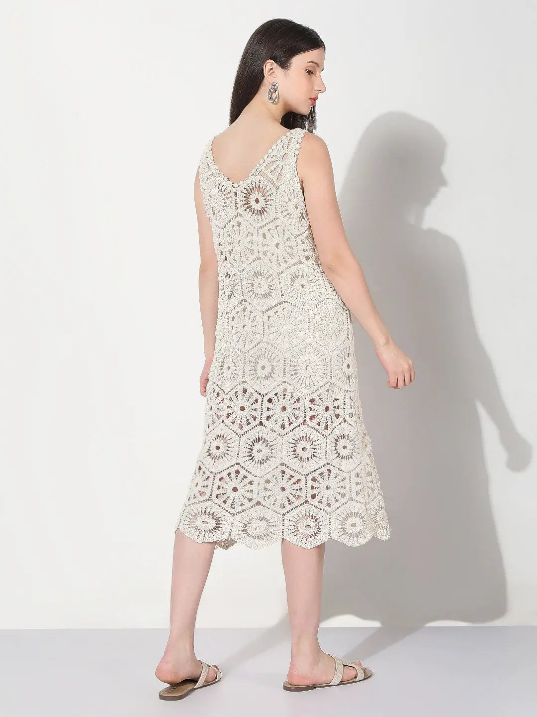 Women's Cream A-Line Crochet Dress - from SHOWOFFFF