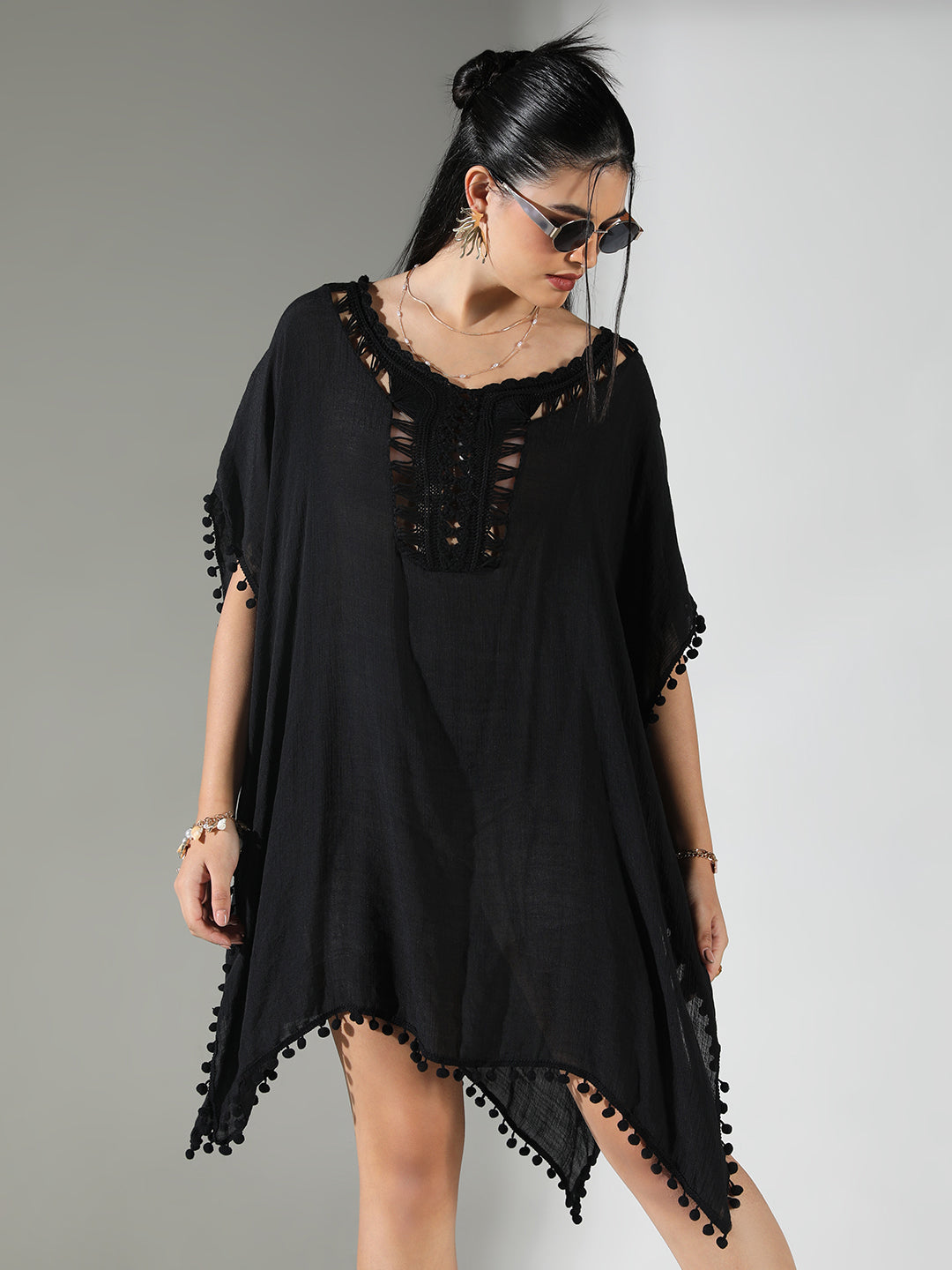 Women Black Solid Kaftan Dress