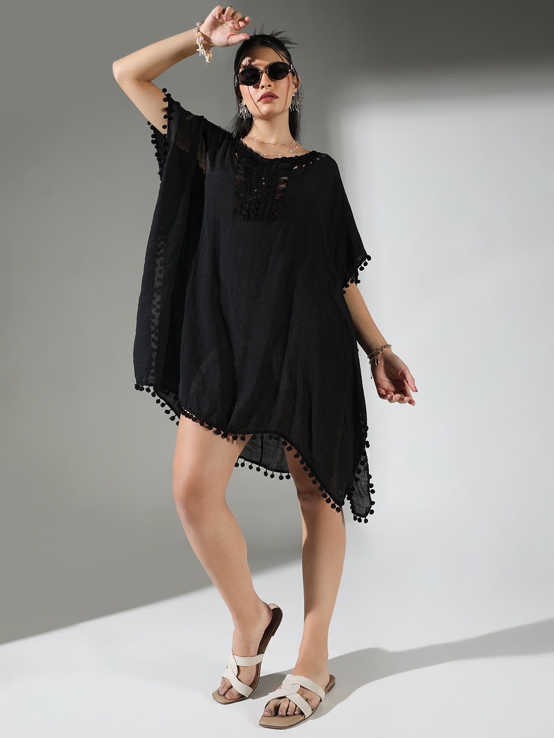 Women Black Solid Kaftan Dress