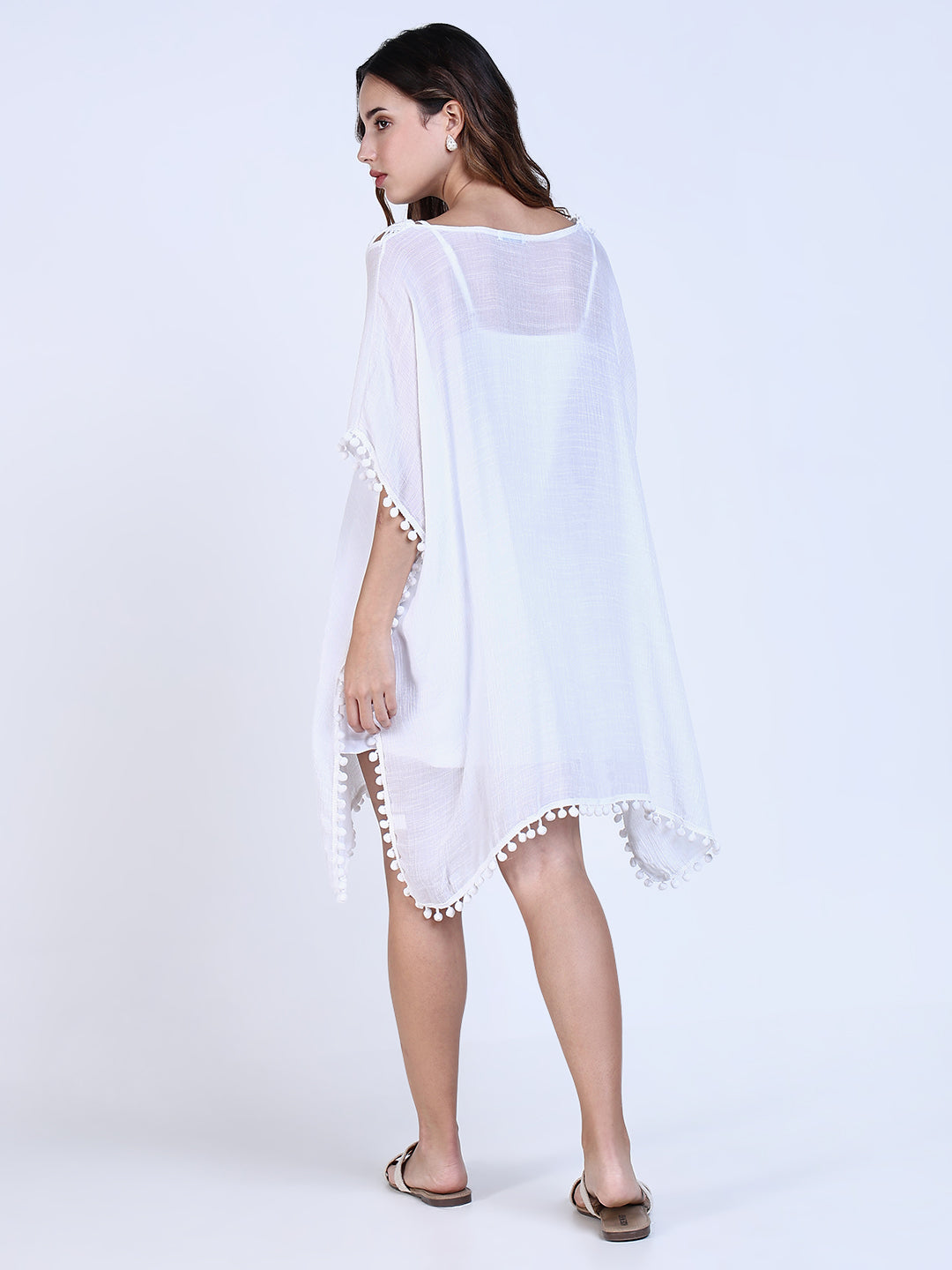 Women White Solid Kaftan Dress