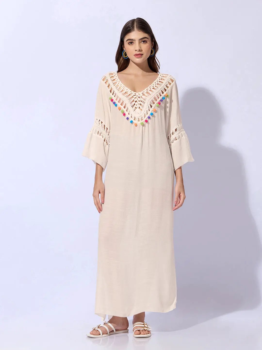 cream embroidered crochet maxi dress Island Getaway Crochet Maxi Dress- Cream