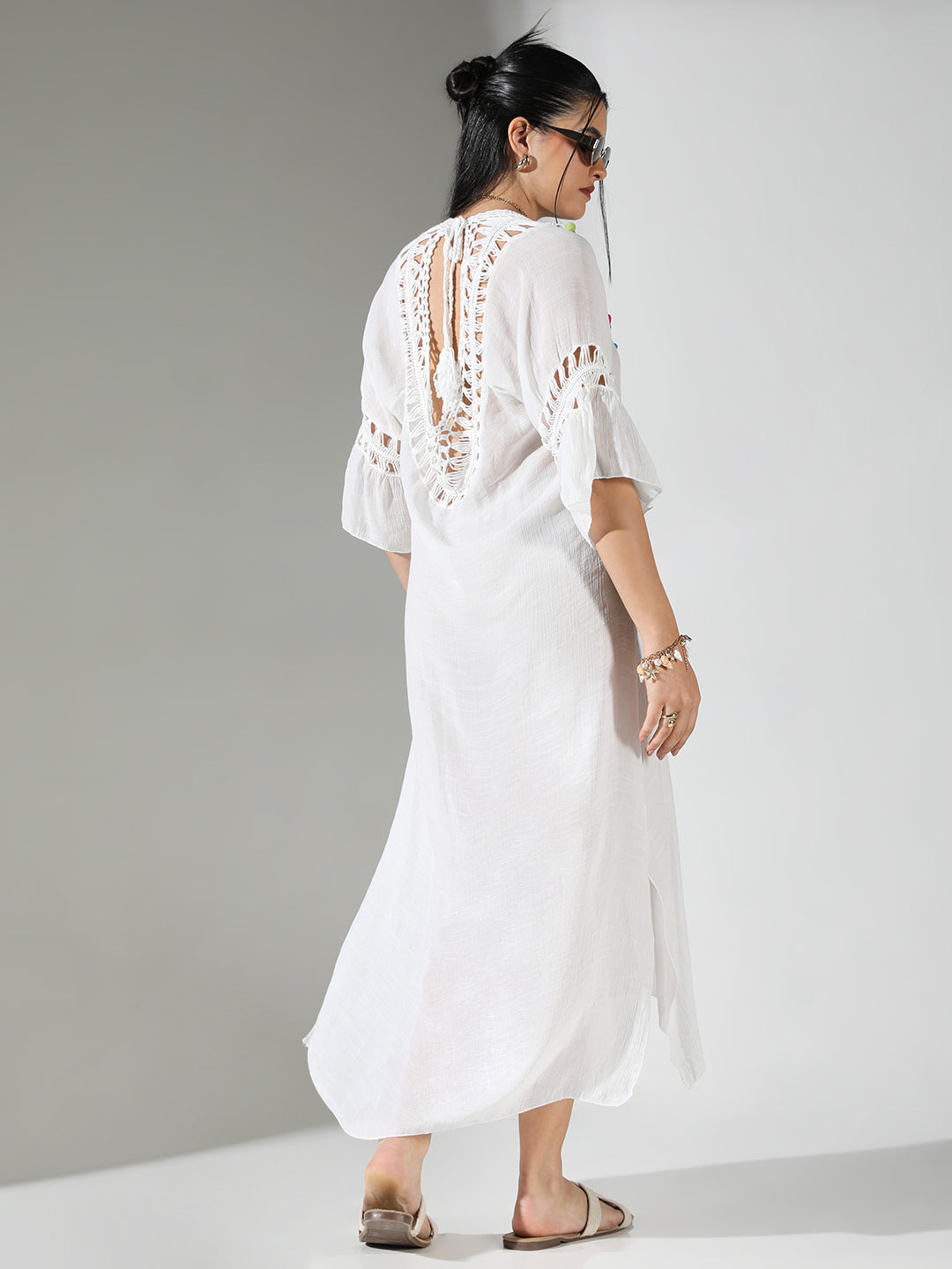 Women White Solid A Line Dress