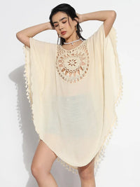 Women's Cream Solid Kaftan Dress