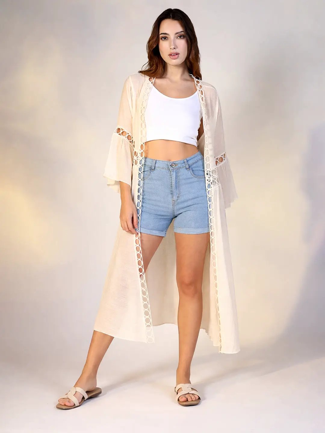 Women's Cream Longline Shrug - from SHOWOFFFF
