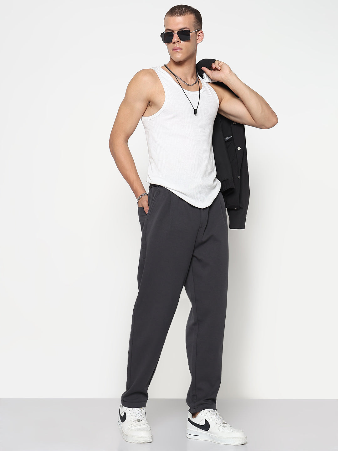 Men's Grey Relaxed Fit Trouser