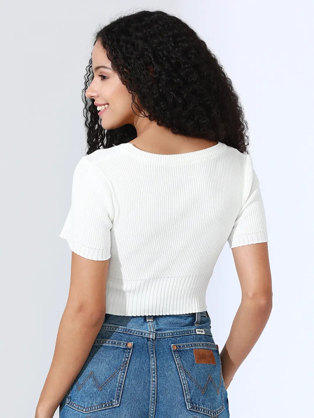 Women's Ribbed White Fitted Crop Top - from SHOWOFFFF