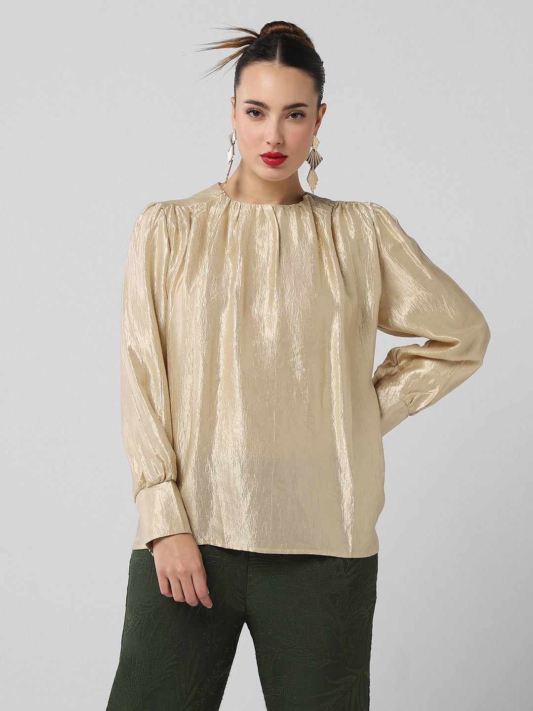 Women Beige Solid Top