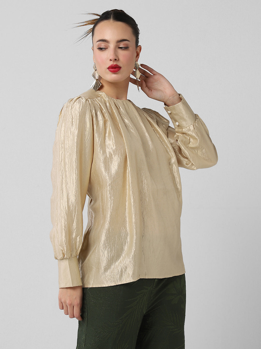 Women Beige Solid Top