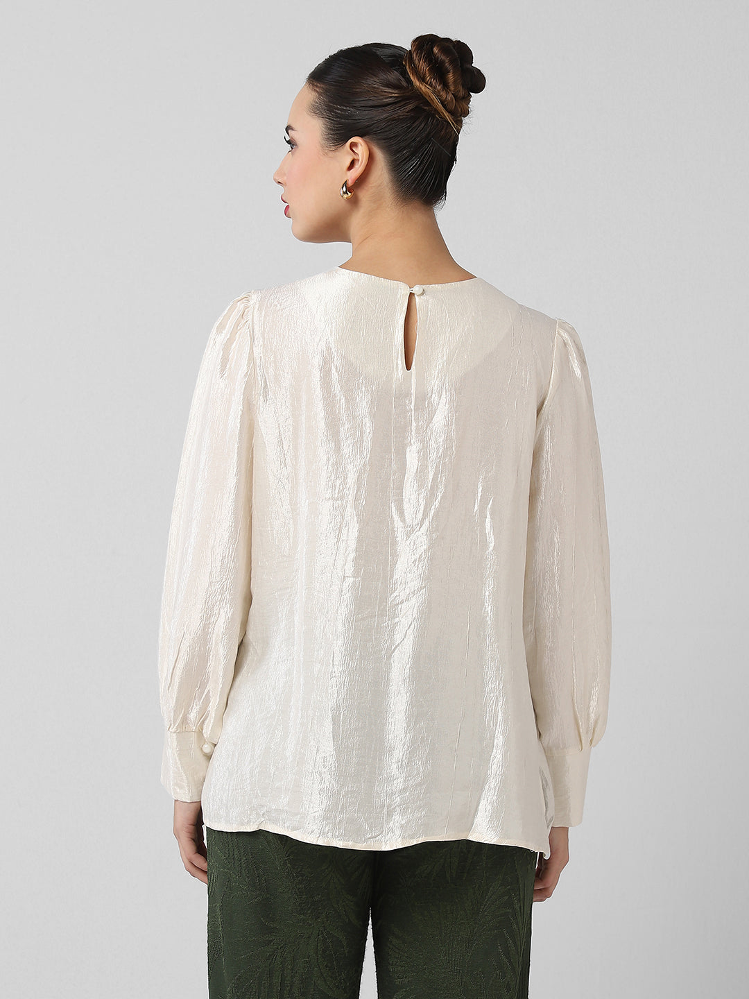 Women Cream Solid Top