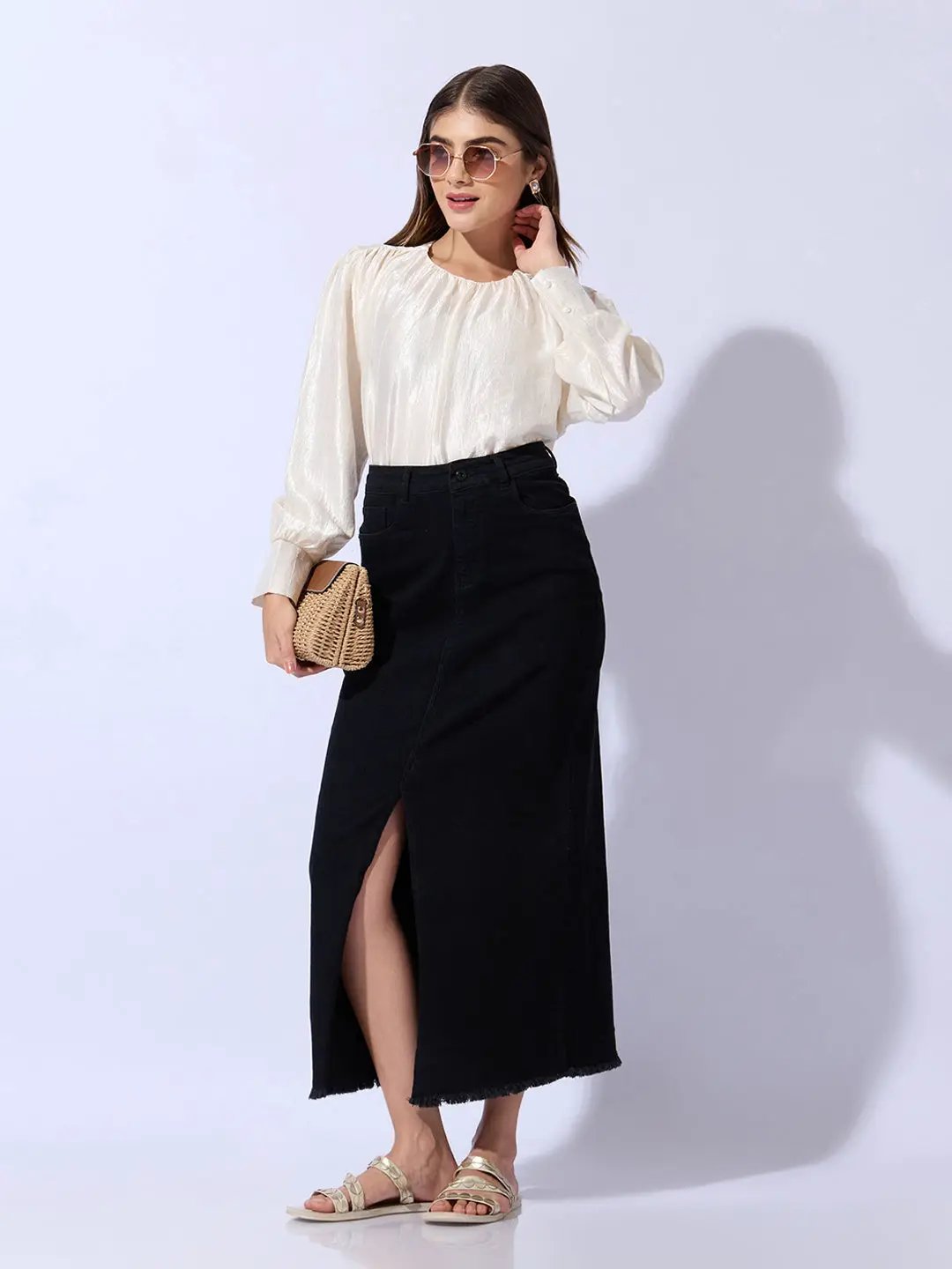 Women's Cream Cuffed Sleeve Top