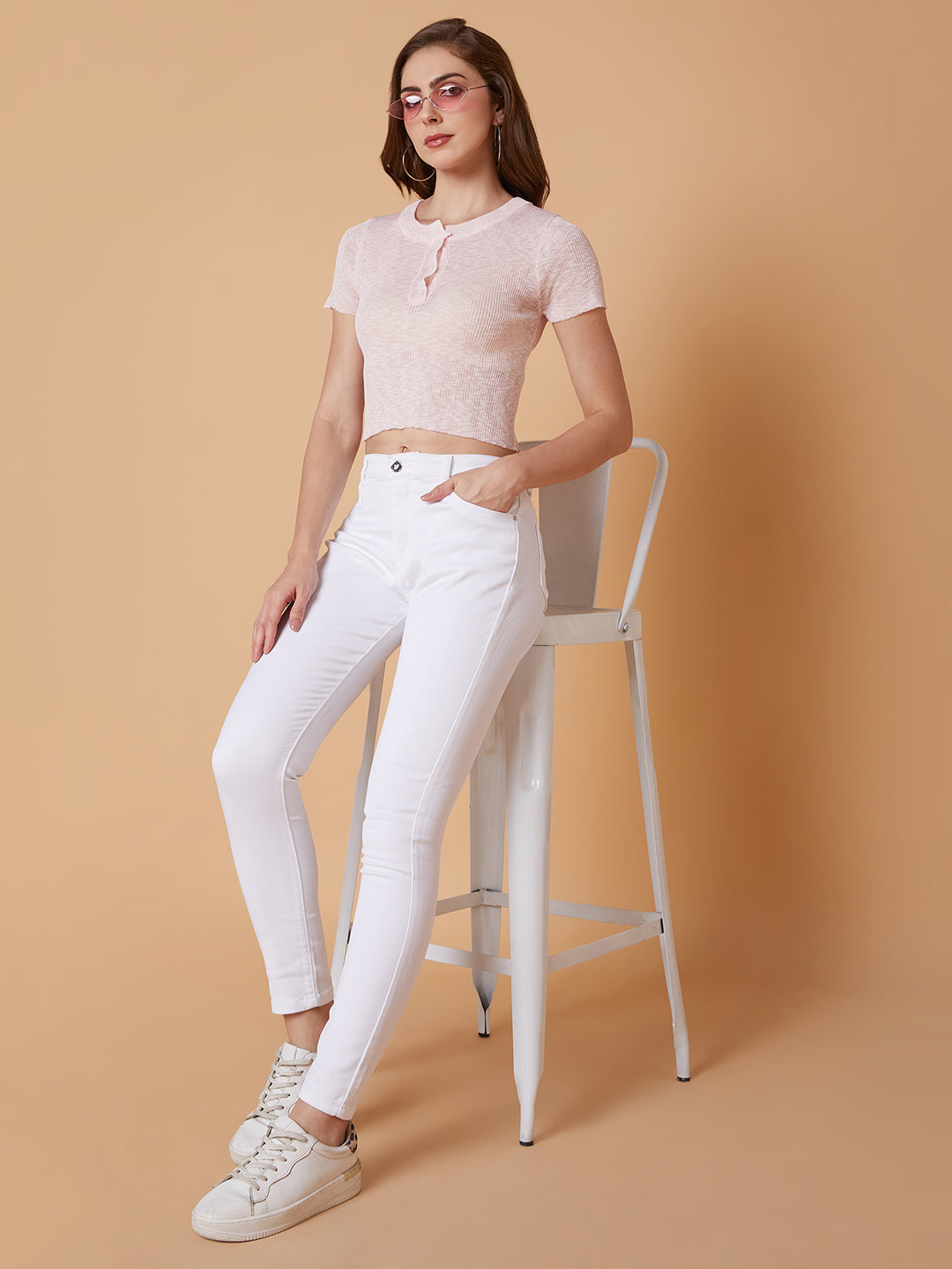 Women Solid Pink Top