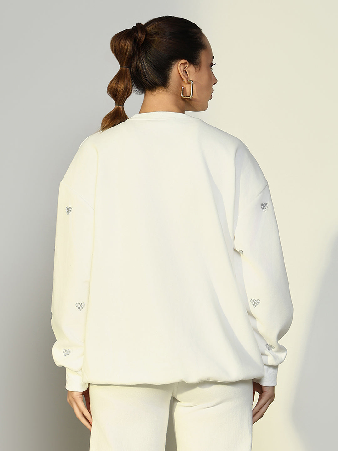 Women Embellished White Sweatshirt