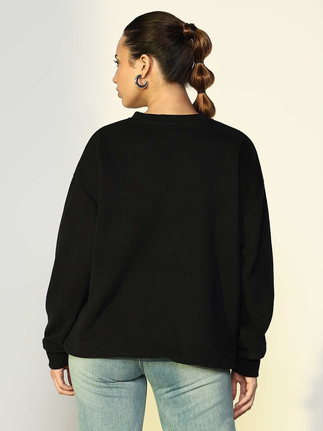 Women Embellished Black Sweatshirt