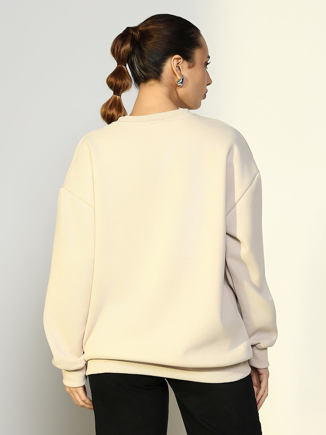 Women Embellished Cream Sweatshirt