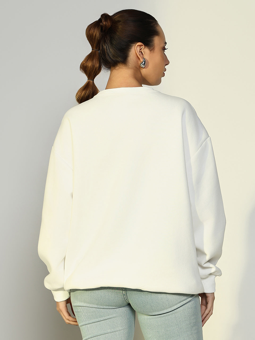 Women Embellished White Sweatshirt