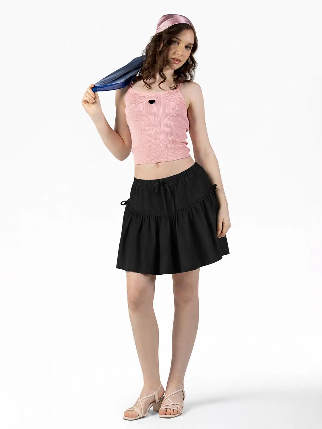 Women's Black Flared Mini Skort
