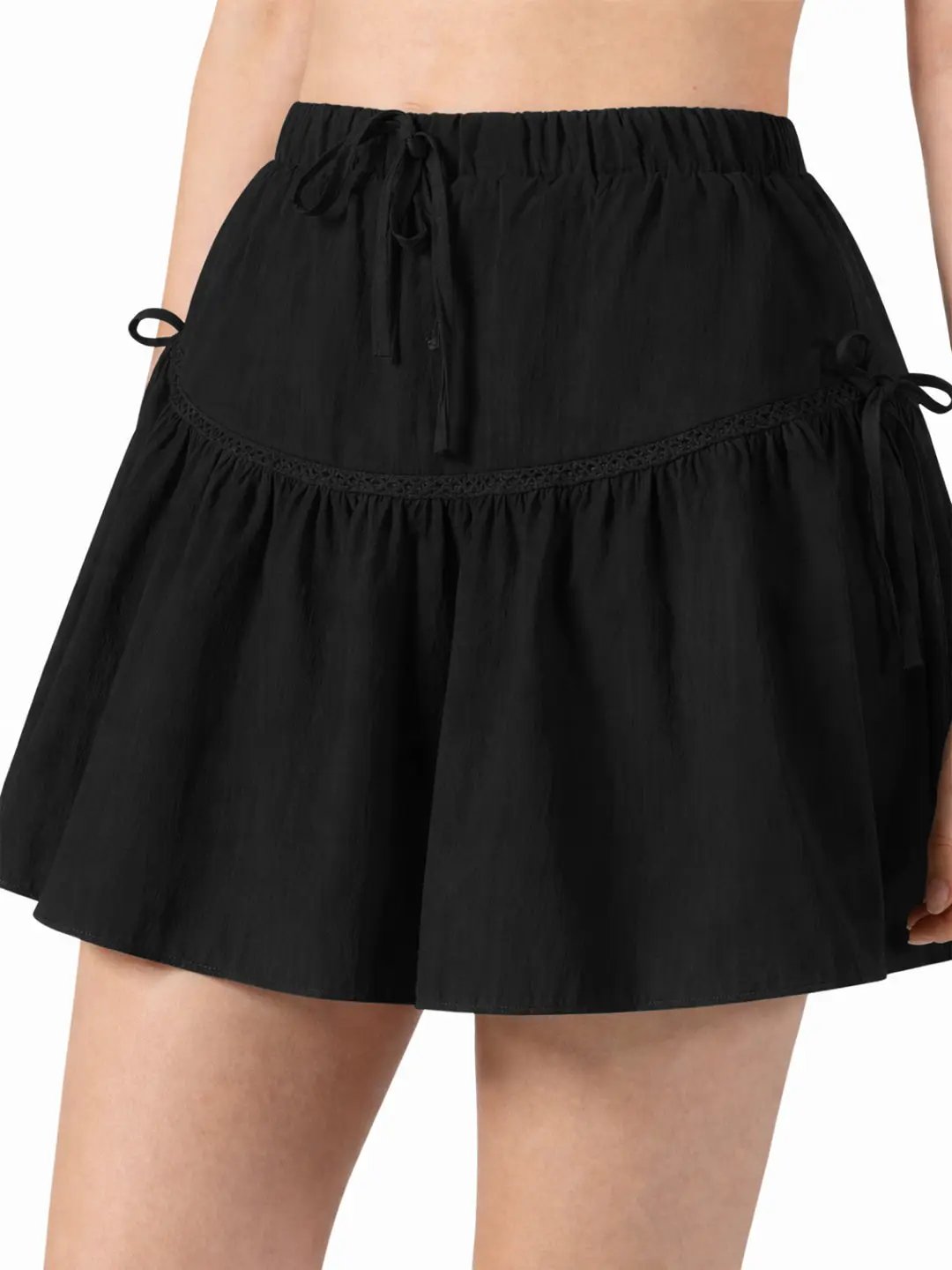 Women's Black Flared Mini Skort