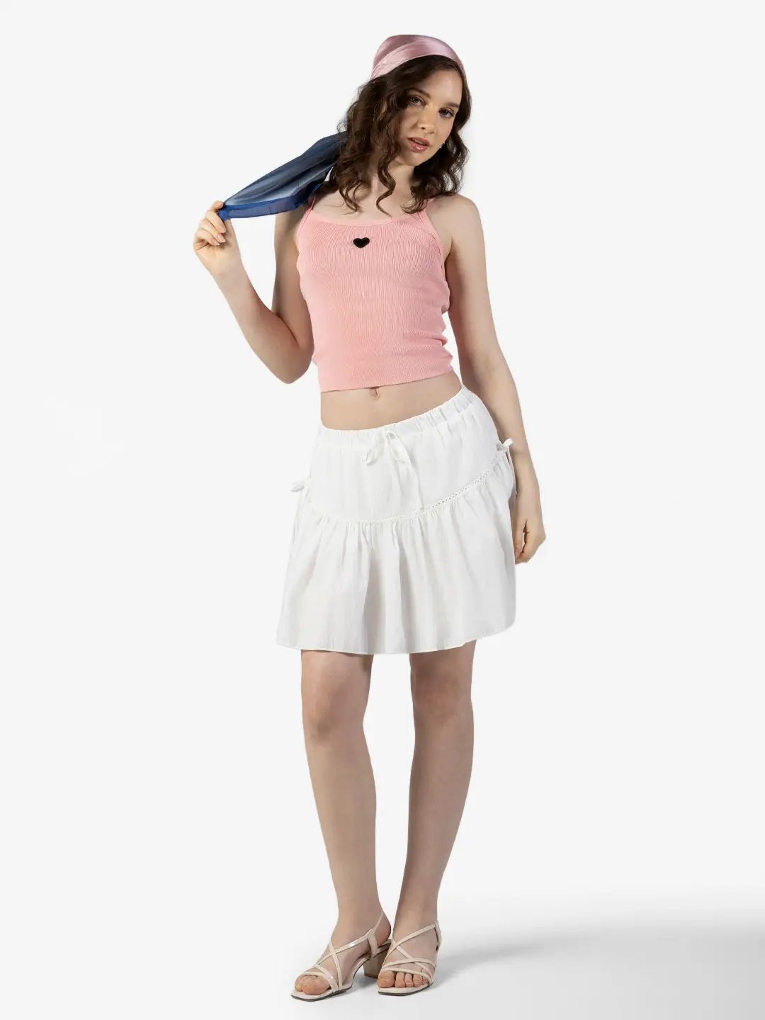 Women's White Flared Mini Skort