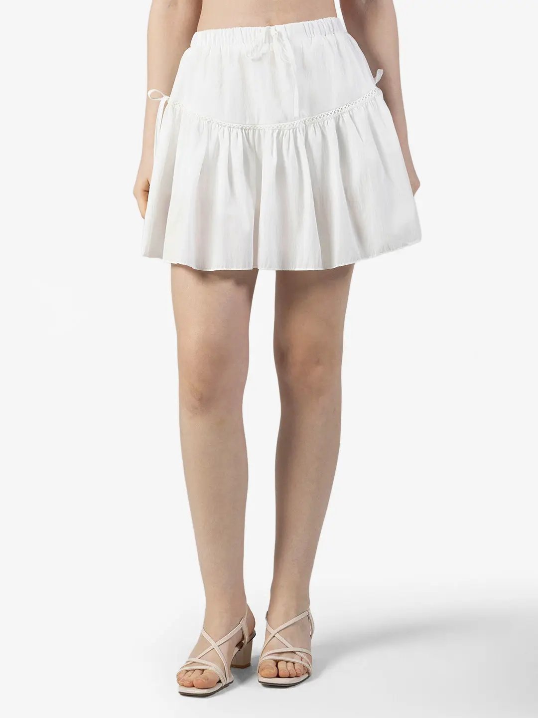 Women's White Flared Mini Skort