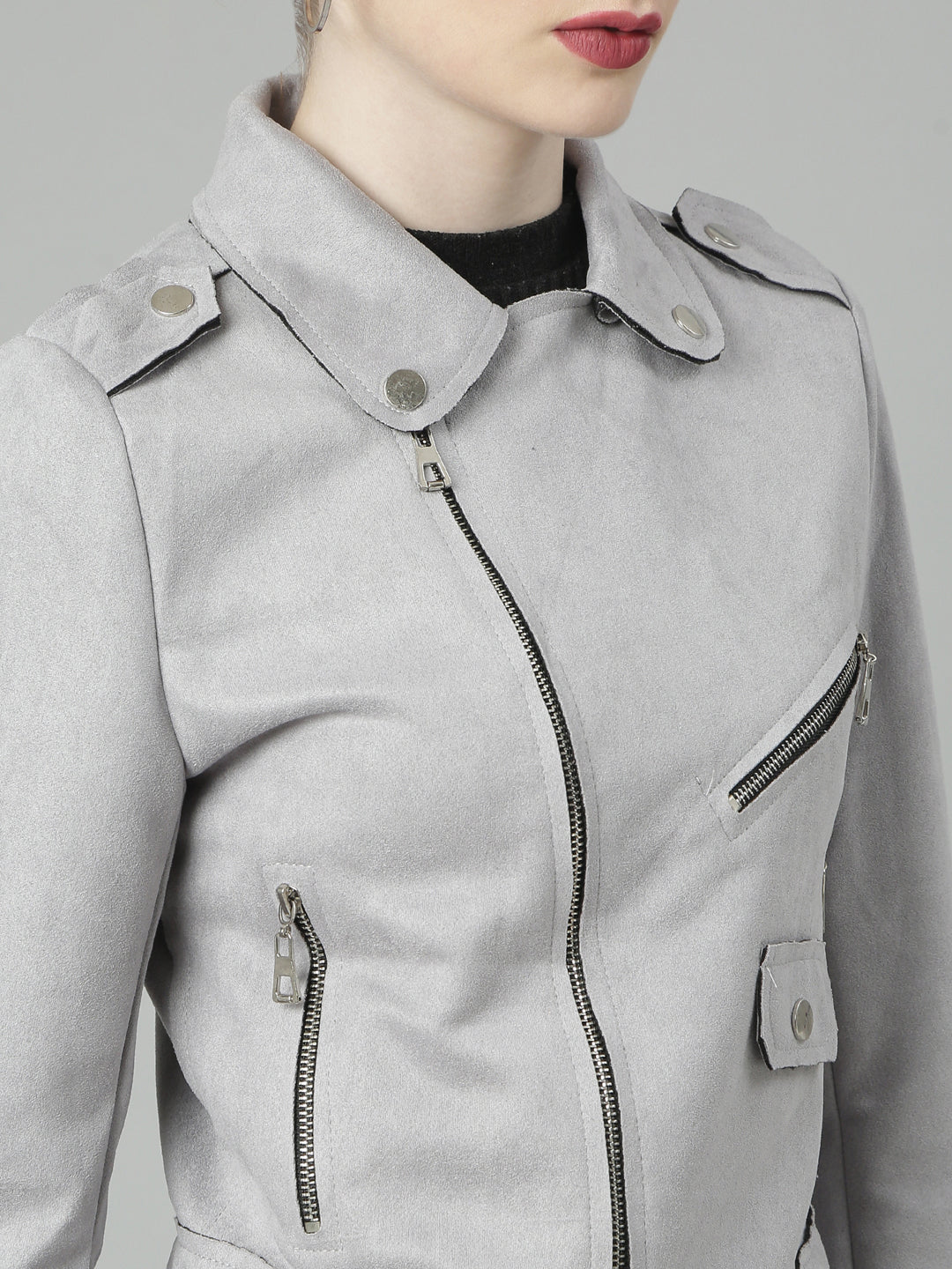 Women Grey Solid Tailored Jacket