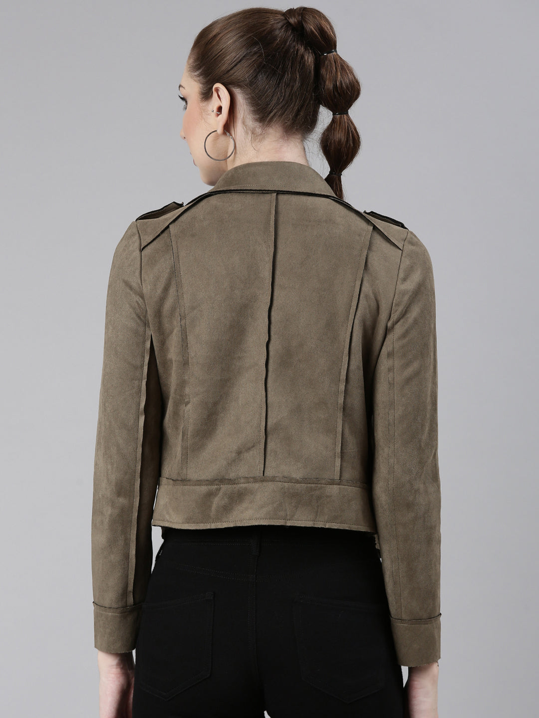 Women's Olive Lapel Collar Tailored Jacket