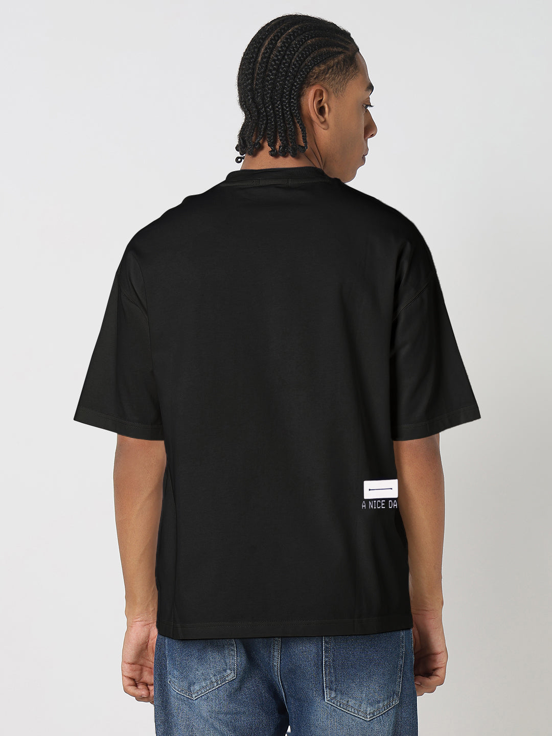 Men's Printed Black Oversized T-Shirt