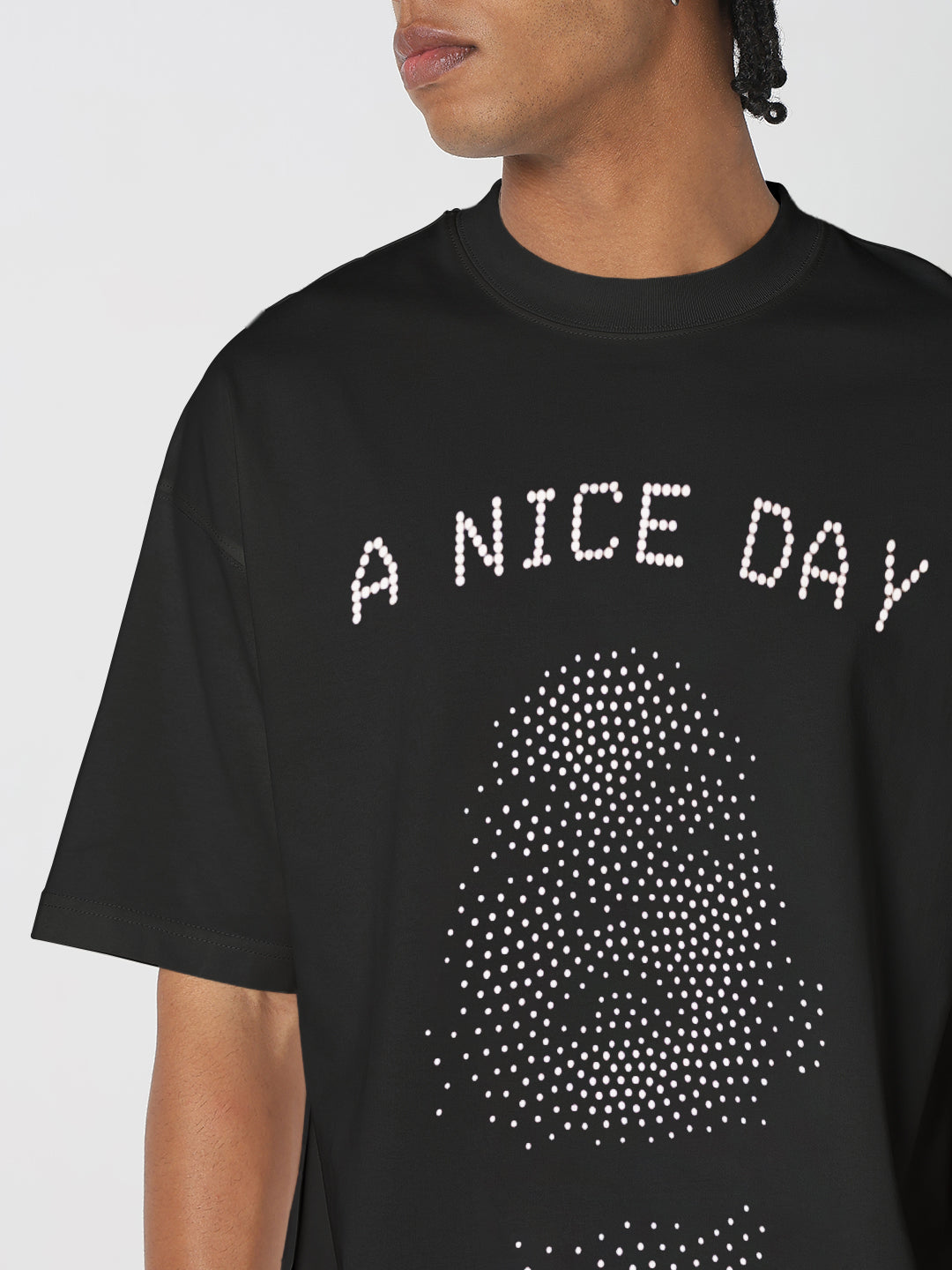 Men's Printed Black Oversized T-Shirt