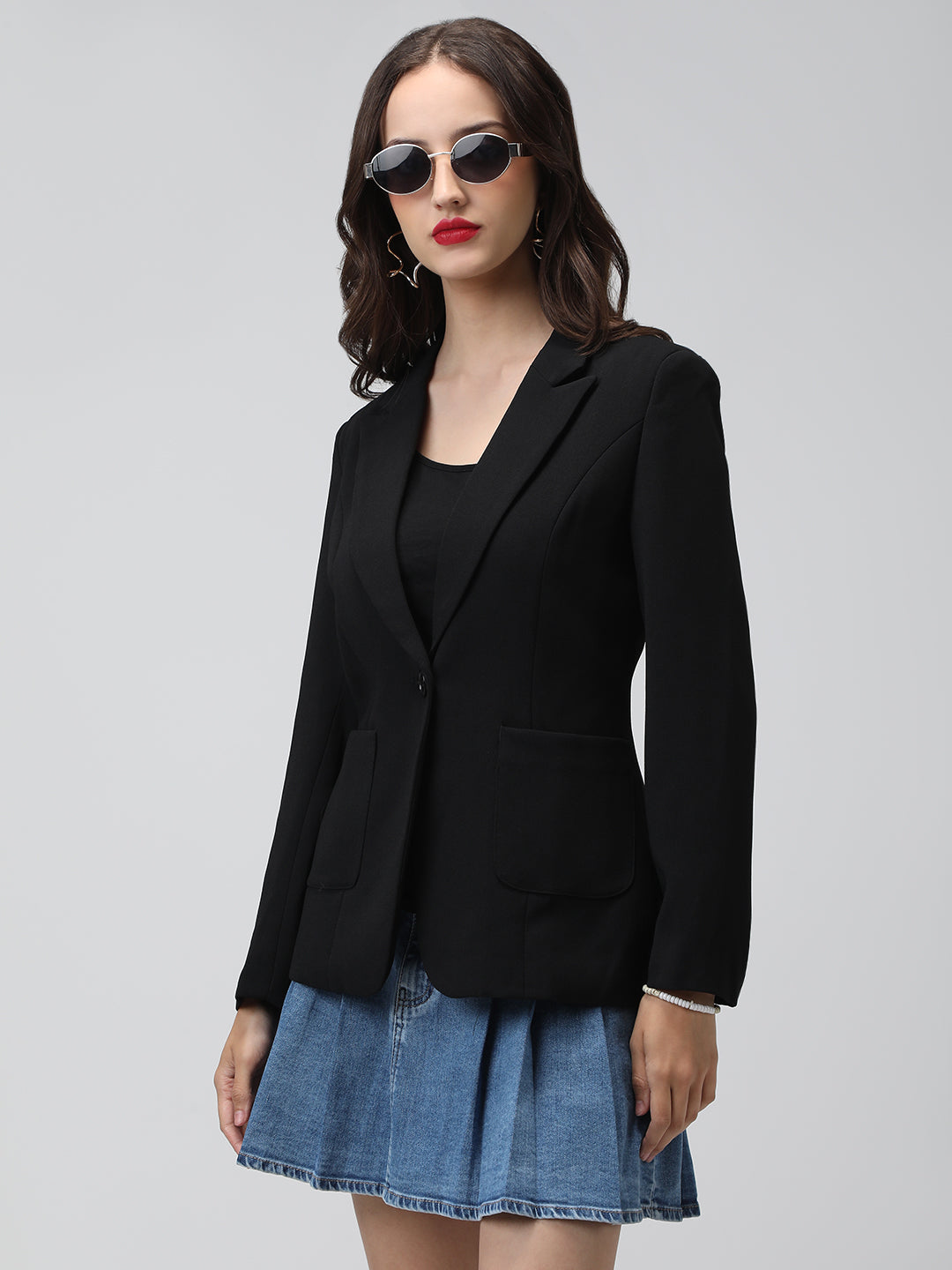 Women's Tailored Black Single Breasted Blazer
