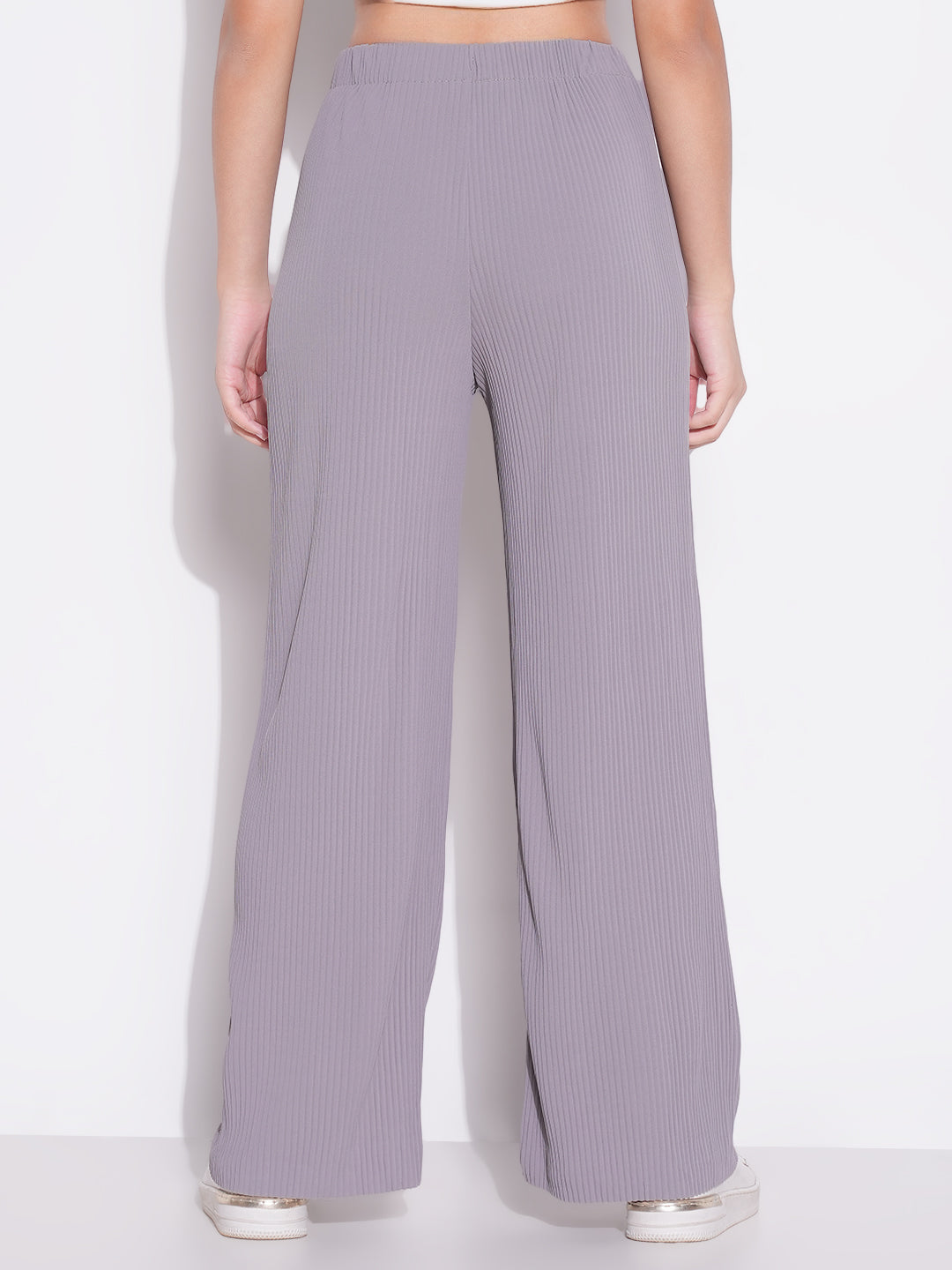 Women Grey Solid Parallel Trousers