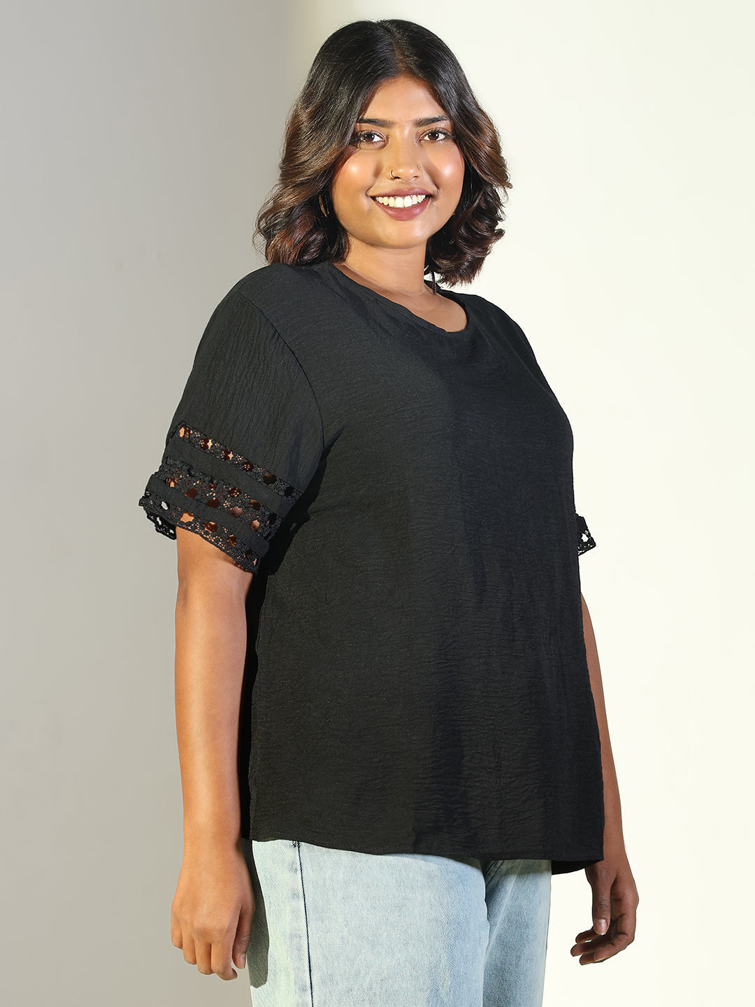 Women Black Solid Top