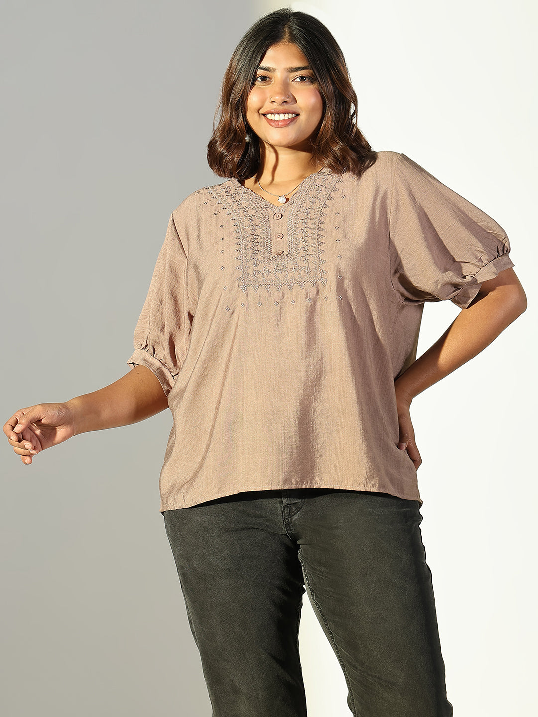 Women Brown Solid Top