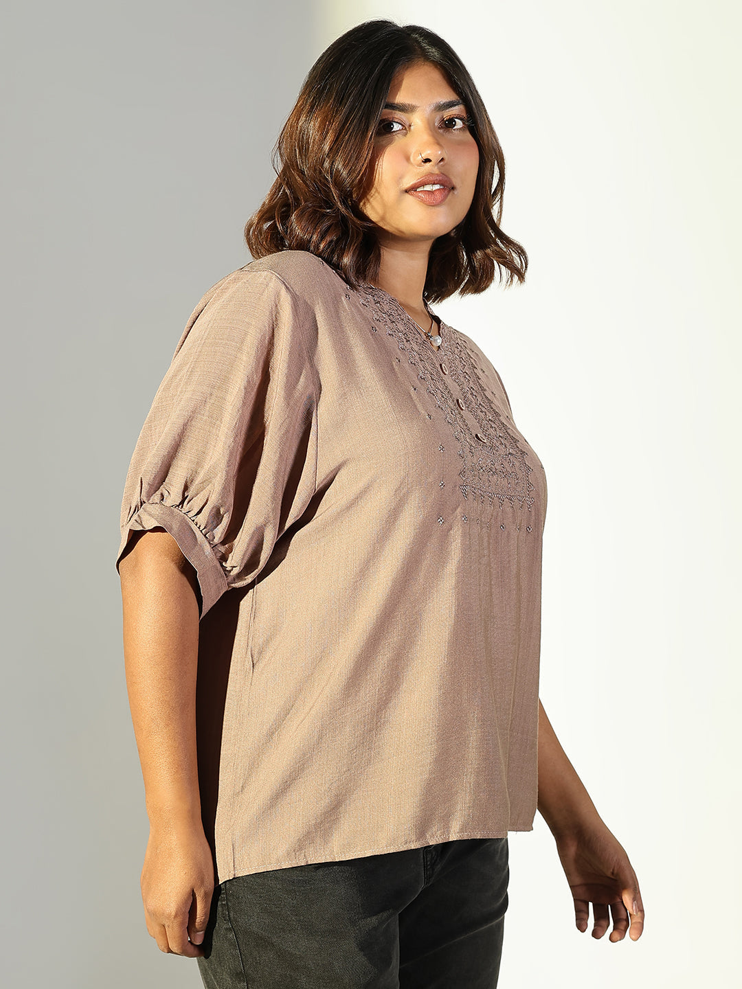 Women Brown Solid Top