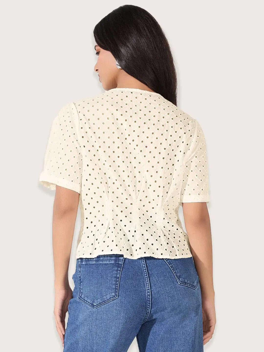 Women's Cream V-Neck Top - from SHOWOFFFF