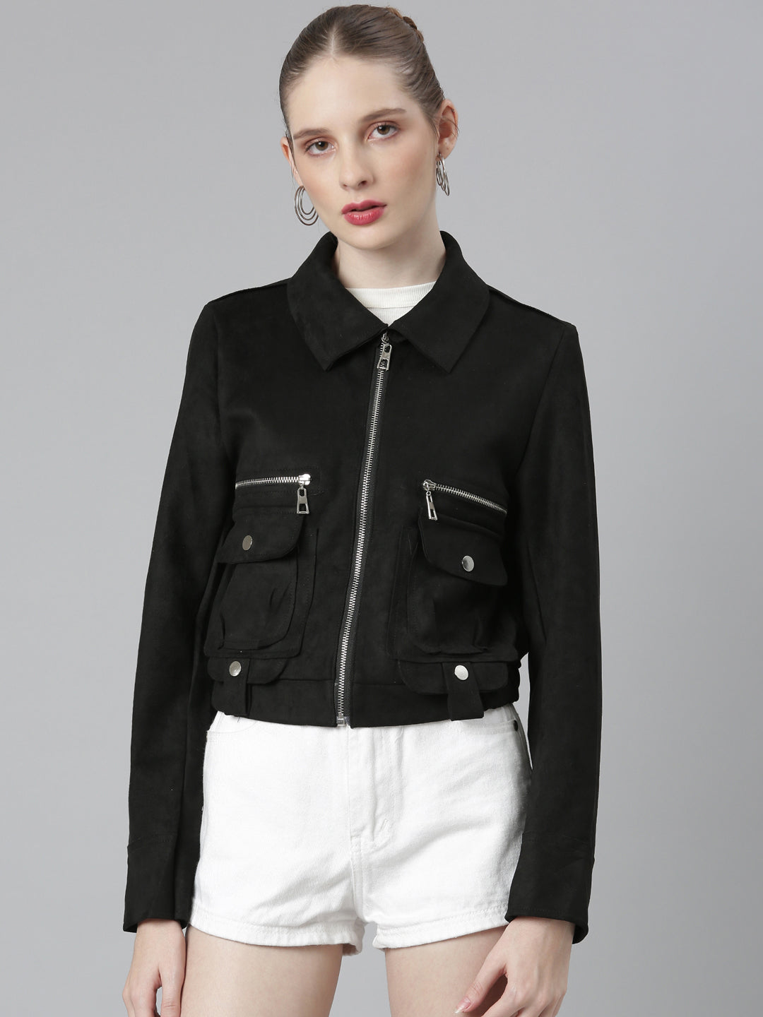 Women Black Solid Tailored Jacket