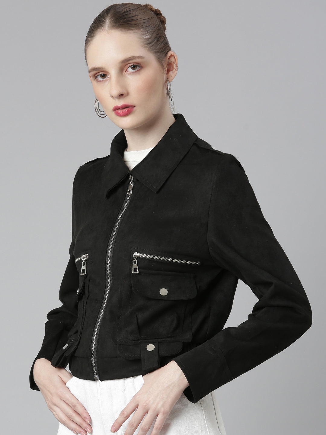 Women Black Solid Tailored Jacket