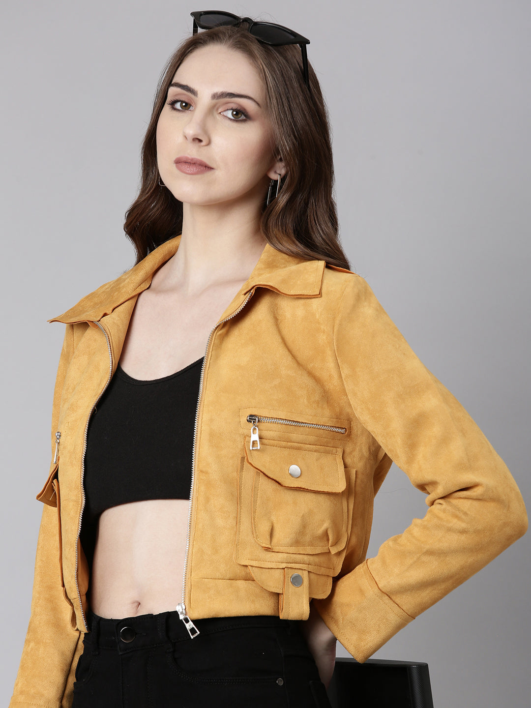 Women Mustard Solid Tailored Jacket