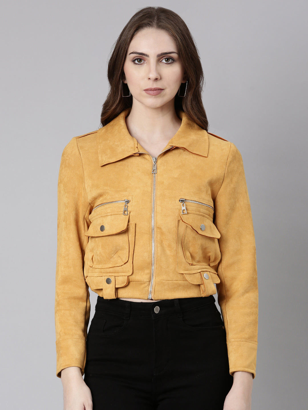 Women Mustard Solid Tailored Jacket