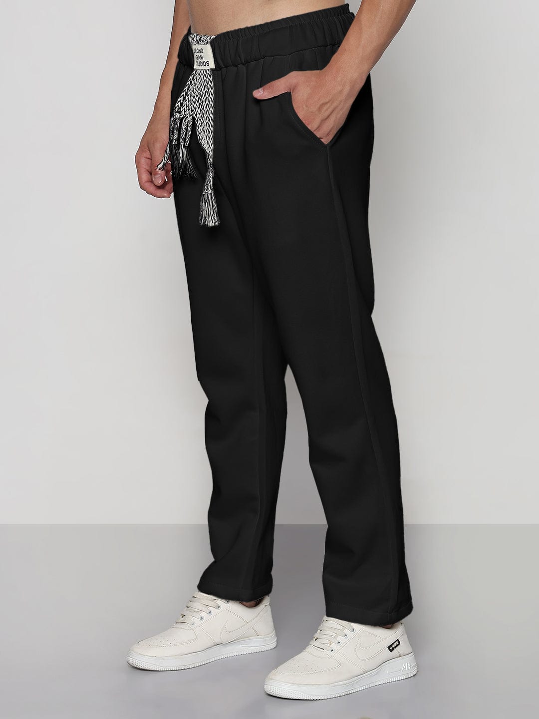 Men's Black Relaxed Fit Trousers
