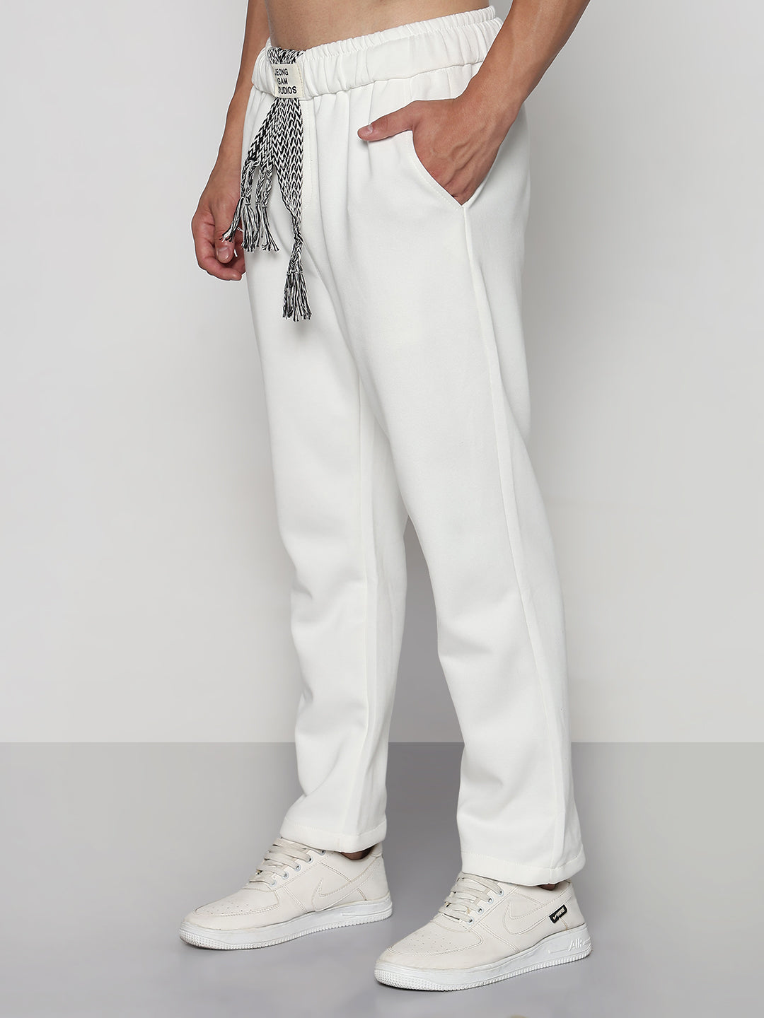 Men's White Relaxed Fit Trouser