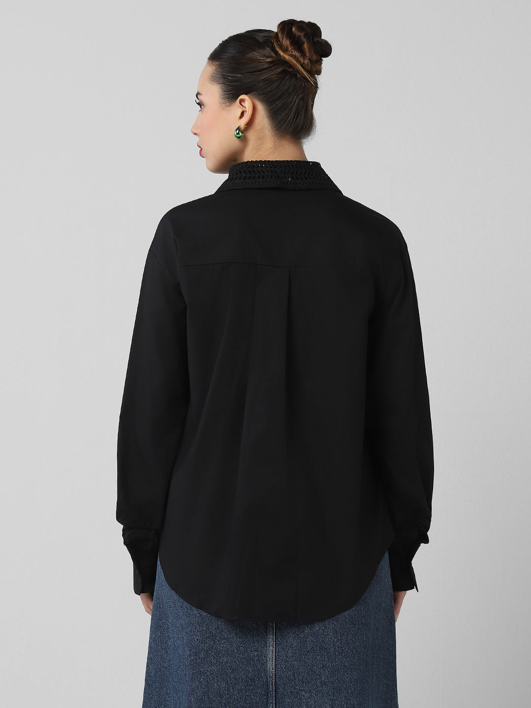 Women Solid Black Shirt