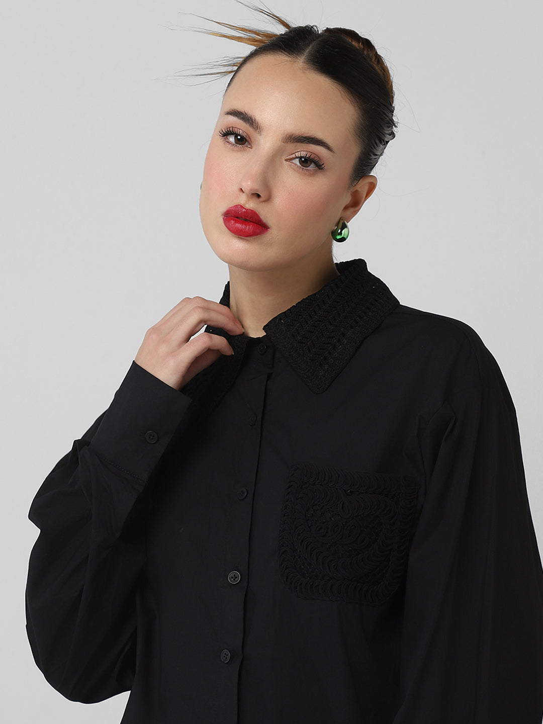 Women Solid Black Shirt