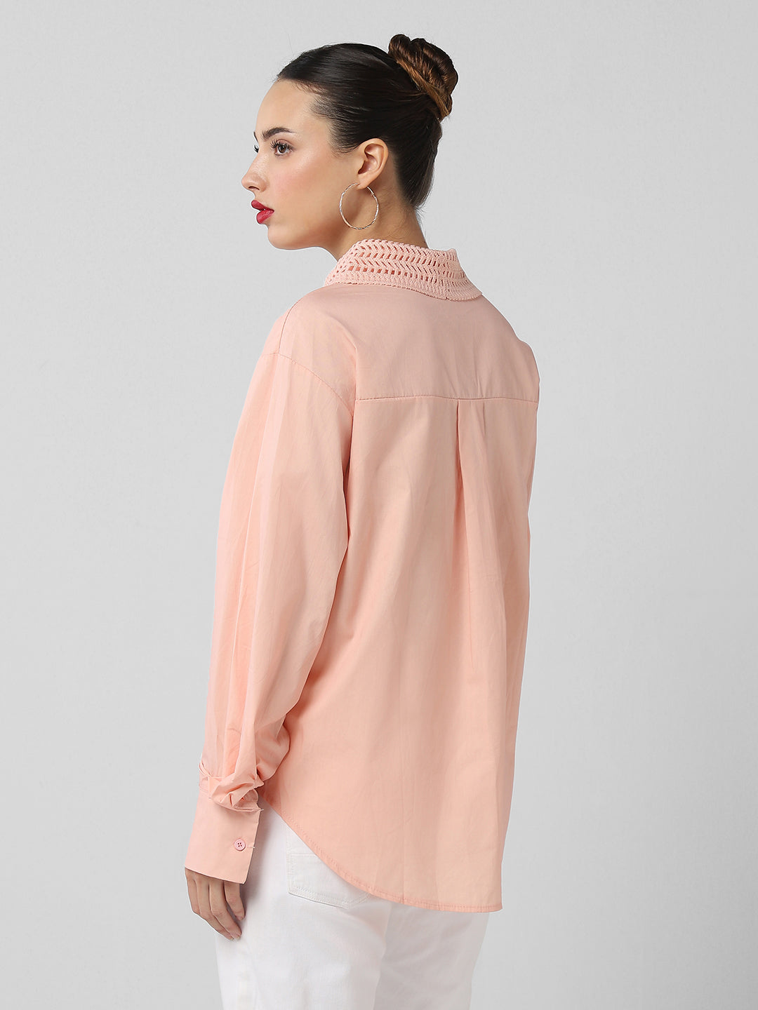 Women Solid Peach Shirt