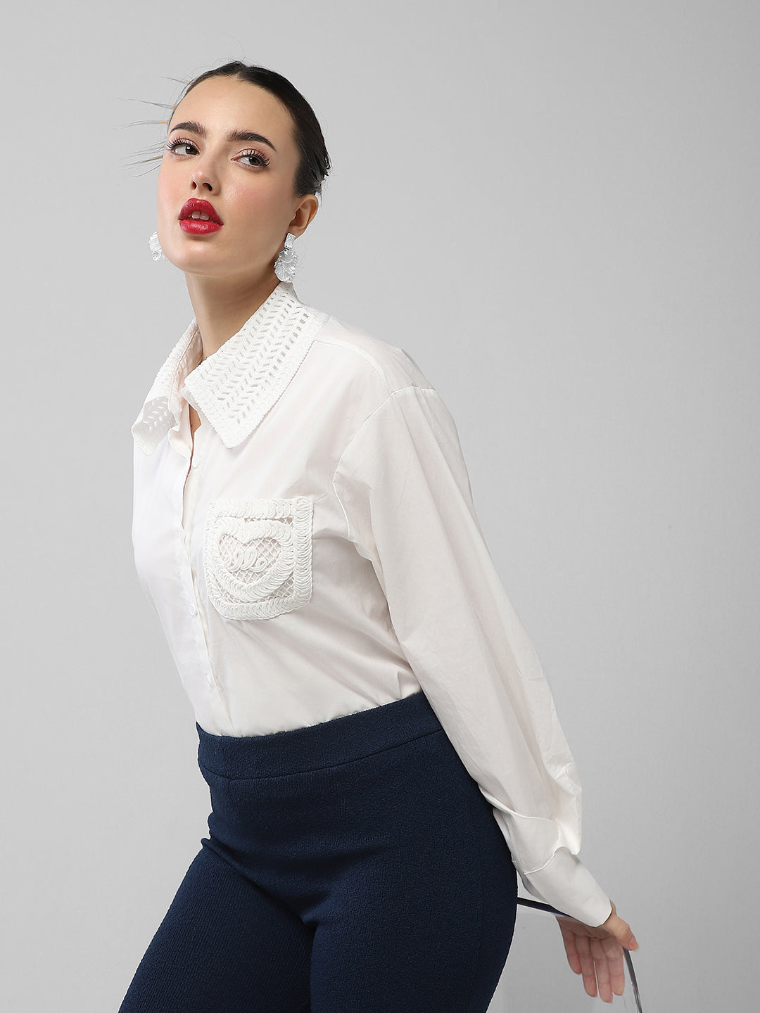 Women Solid White Shirt