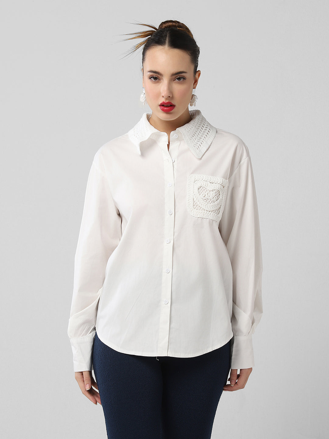 Women Solid White Shirt