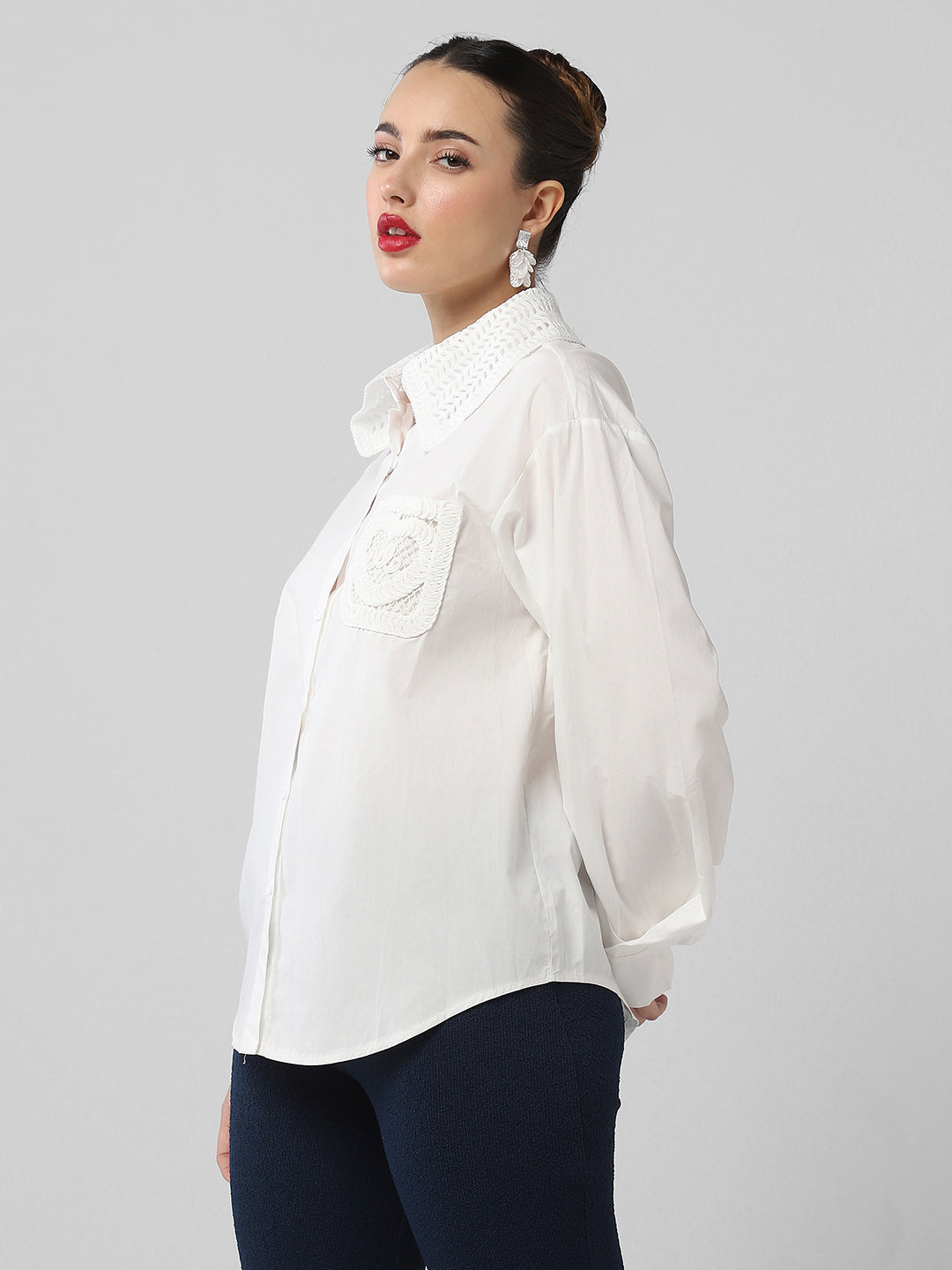 Women Solid White Shirt