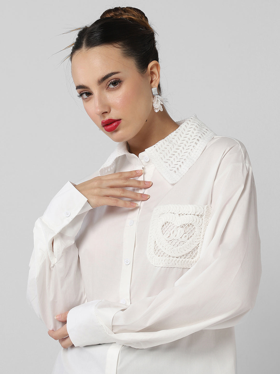 Women Solid White Shirt