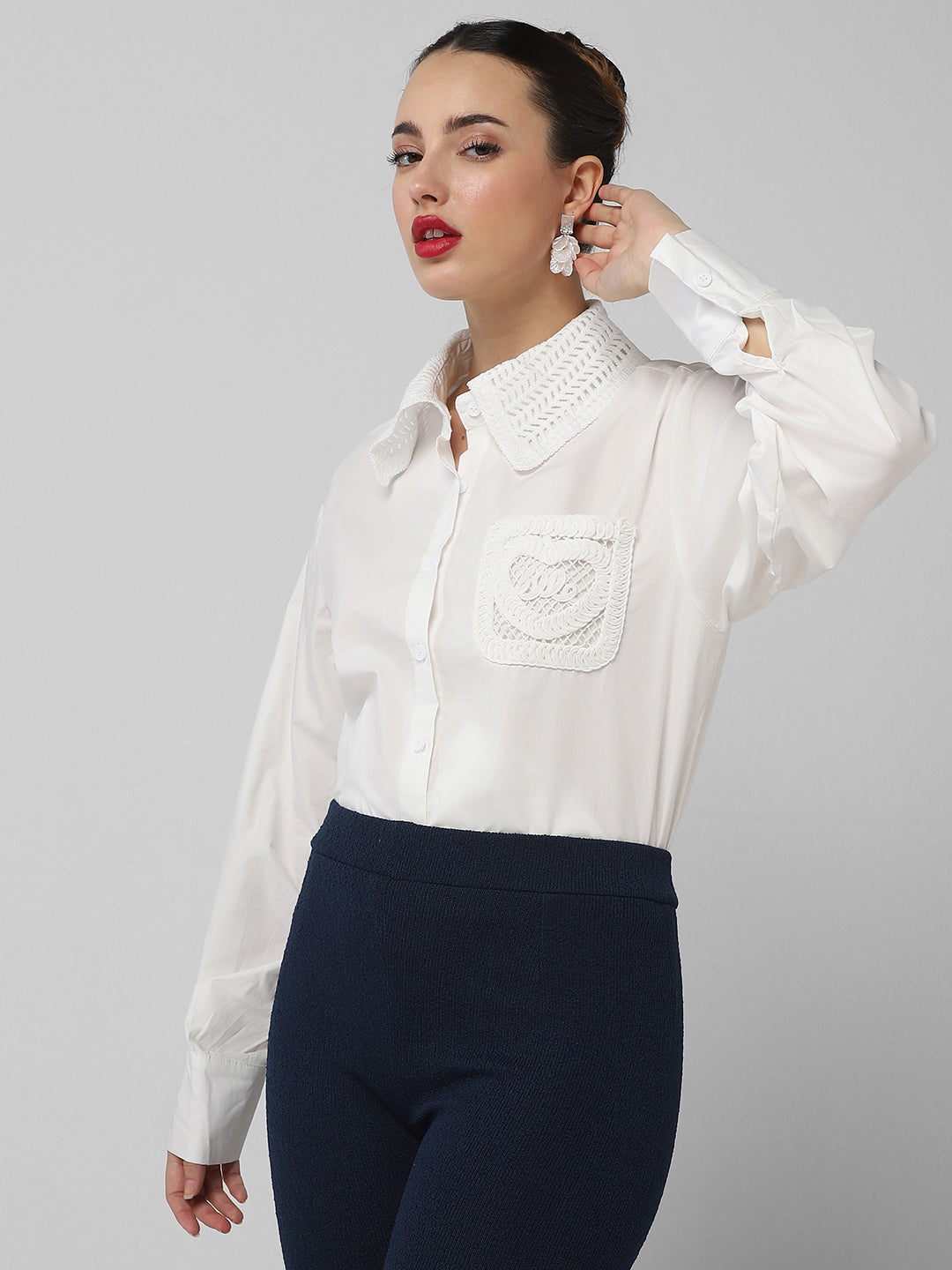 Women Solid White Shirt