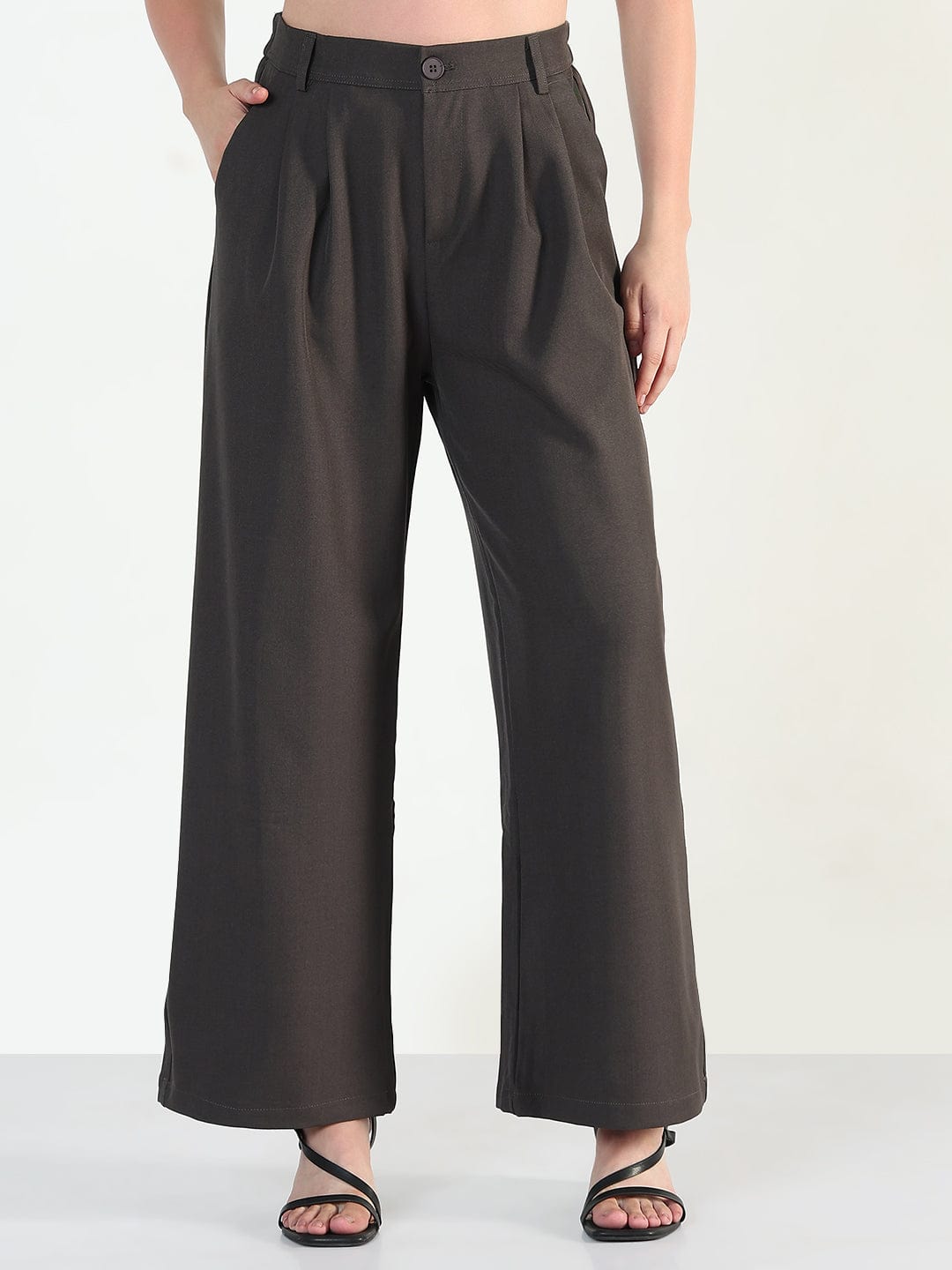 Women's Grey Relaxed Fit Trousers