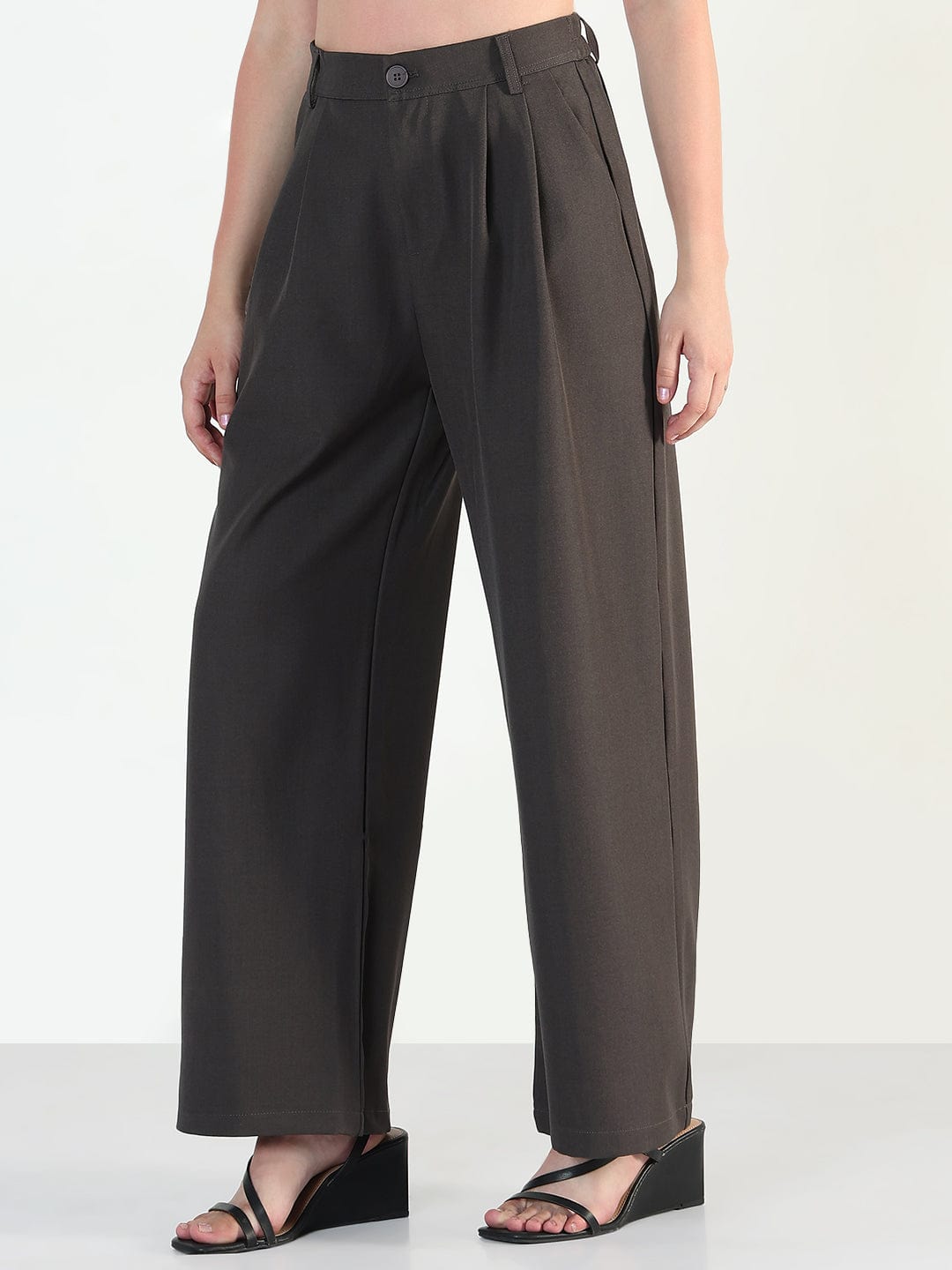 Women's Grey Relaxed Fit Trousers
